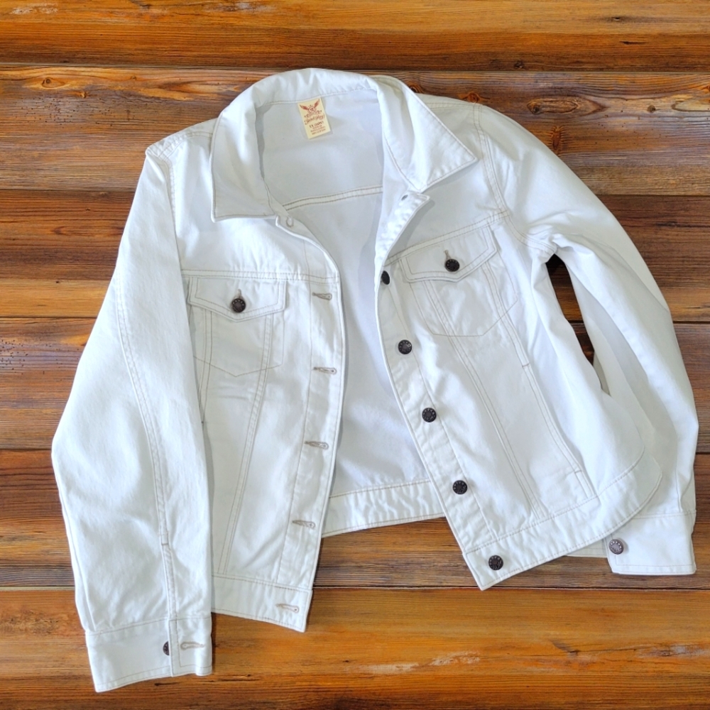 Faded Glory Bright White Denim Jacket Womens Size 1X (16/18)